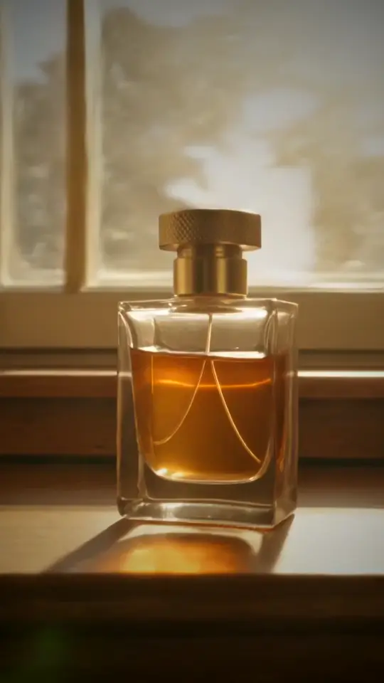 A perfume bottle on a sunny windowsill, from one of the ten films