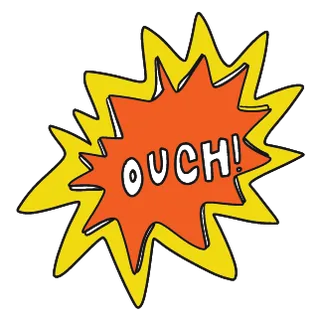 A burst with the word “OUCH!” inside.