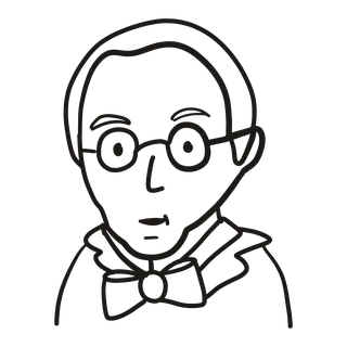 Drawing: portrait of Thomas Hopkins Gallaudet, with round glasses and a bow tie.