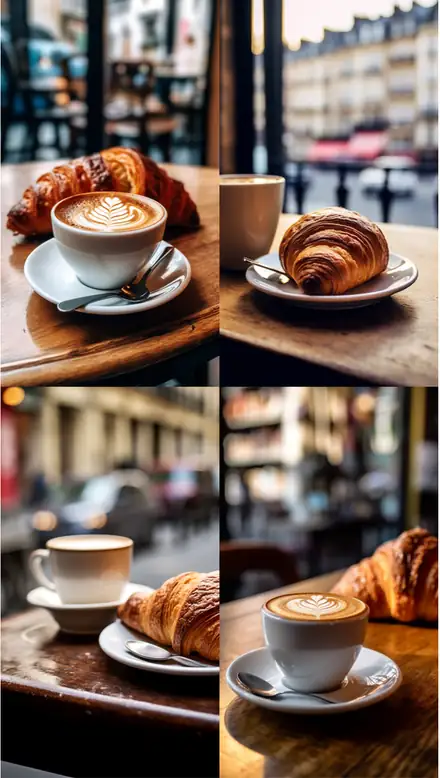 Rubin’s vase: four café croissant scenes in a two by two grid.