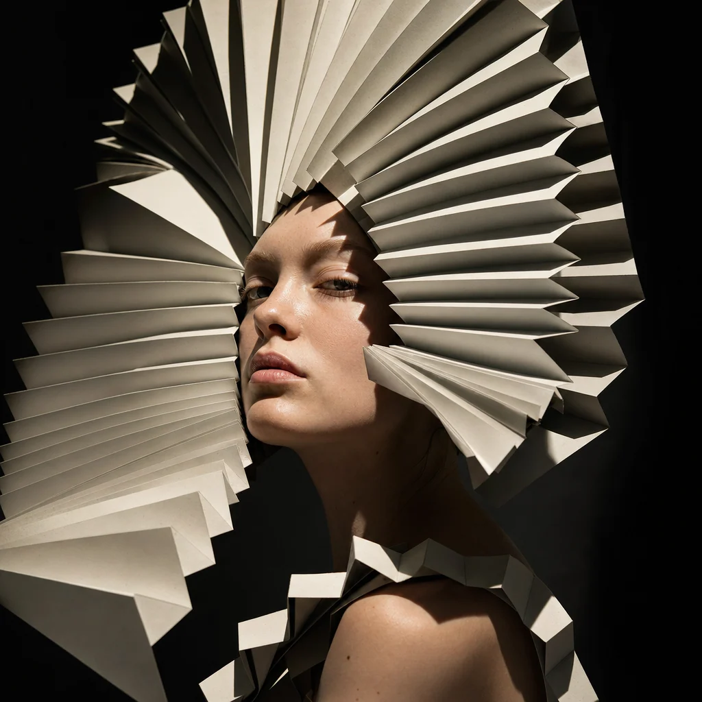 Sculptural paper portrait