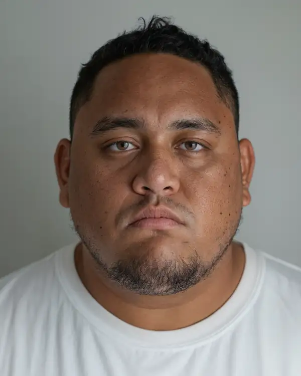 A man with short black hair and a short beard, in a white t-shirt against a grey background, looking at the camera.